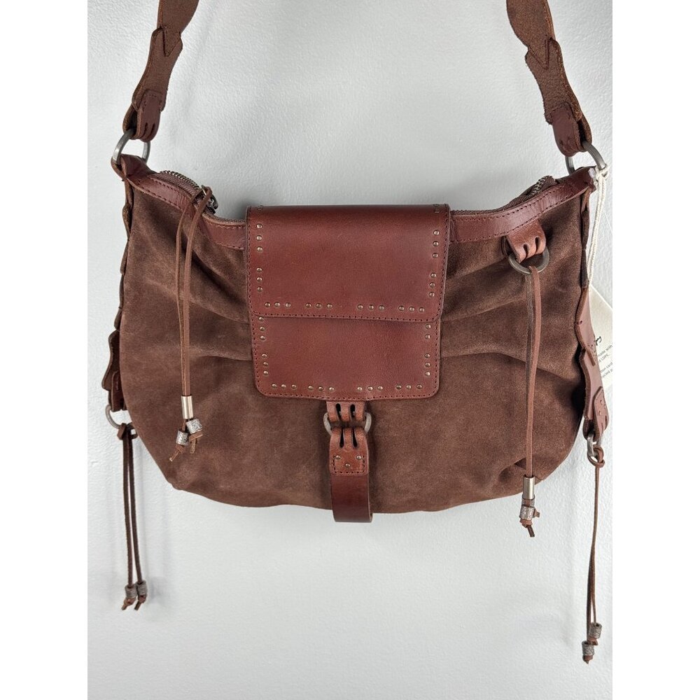 Free People We The Free Silvie Studded Sling Bag Crossbody Cognac NWT Leather - Picture 6 of 10